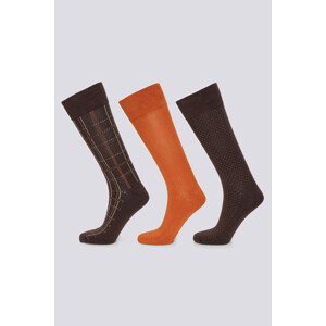 PONOŽKY GANT D2. CHECK SOCKS 3-PACK GIFT BOX hnědá 43/45