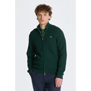 SVETR GANT COTTON TEXTURE ZIP CARDIGAN zelená S