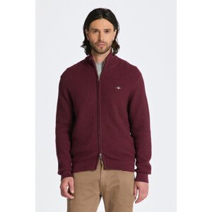 SVETR GANT COTTON TEXTURE ZIP CARDIGAN červená M