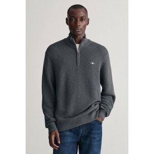 SVETR GANT TEXTURED COTTON H-ZIP šedá M