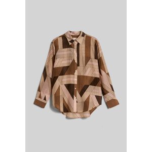 HALENKA GANT REL LETTERS PRINT COT SILK SHIRT hnědá 38