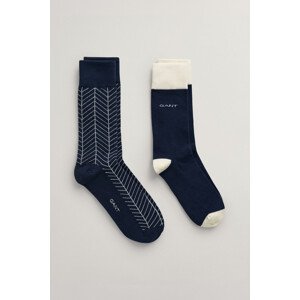 PONOŽKY GANT HERRINGBONE PATTERN SOCKS 2-PACK modrá 43/45