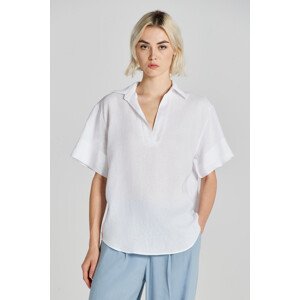 KOŠILE GANT REL LINEN POPOVER SS SHIRT bílá 36