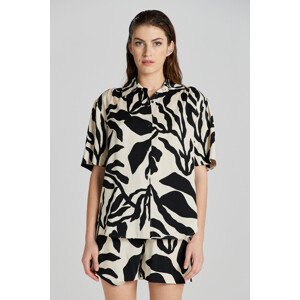 HALENKA GANT REL PALM PRINT SS SHIRT hnědá 34