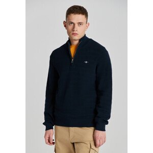 SVETR GANT STRIPE TEXTURED COTTON H-ZIP modrá L