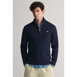 SVETR GANT STRUCTURED COTTON HALF ZIP modrá S