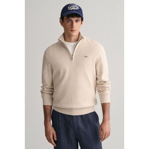 SVETR GANT STRUCTURED COTTON HALF ZIP hnědá S