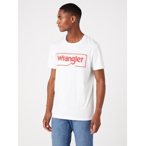 Pánské tričko WRANGLER W7H3D3989 FRAME LOGO TEE WHITE Velikost: XL
