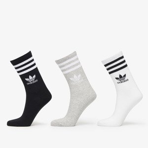 Ponožky adidas Mid Cut Crew Socks 3-Pack White/ Medium Grey Heather/ Black L