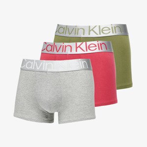 Boxerky Calvin Klein Reconsidered Steel Cotton Trunk 3-Pack Olive Branch/ Grey Heather/ Red Bud S