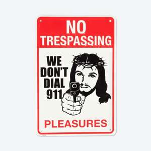 PLEASURES Trespass Tin Sign White Universal
