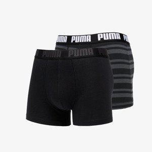 Boxerky Puma 2 Pack Heritage Stripe Boxers Black XL