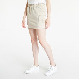 Sukně Calvin Klein Jeans Embroidered Monologo Straight Skirt Beige XS