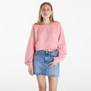 Mikina Tommy Jeans Cropped Off Shoulder Sweatshirt Pink S