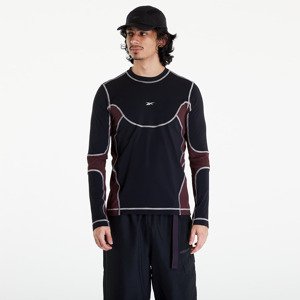 Tričko Reebok Ribbed Training Long Sleeve T-Shirt Bordeaux/ Black S