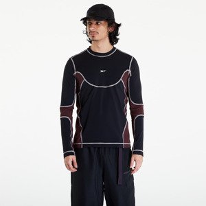 Tričko Reebok Ribbed Training Long Sleeve T-Shirt Bordeaux/ Black XL