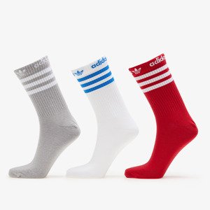 Ponožky adidas Adicolor Crew Socks 3-Pack Mgh Solid Grey/ White/ Better Scarlet L