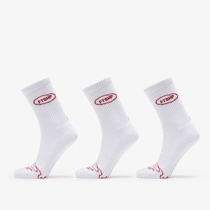 Footshop Basic Crew Socks 3-Pack White (Red Logo) 36-38