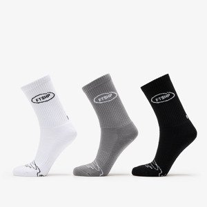 Footshop Basic Crew Socks 3-Pack Black/ White/ Grey 39-42