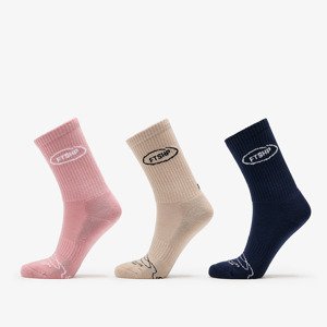 Footshop Basic Crew Socks 3-Pack Navy/ Acru/ Pink 39-42