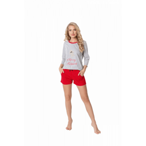 Aruelle Cookie Short Grey-Red Dámské pyžamo XL šedo-červená