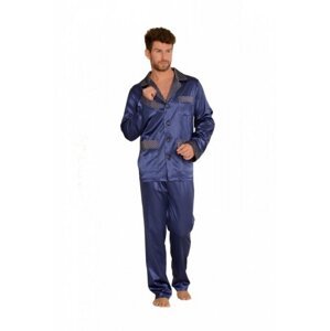 De Lafense 939 Satén Pánské pyžamo M tmavě modrá
