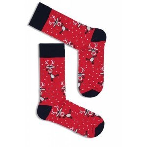 Milena 1290 Vánoční pánské ponožky 38-41 červená