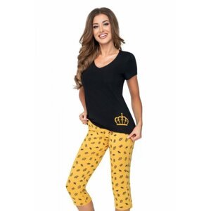 Donna Princessa 3/4 Dámské pyžamo S černo-žlutá