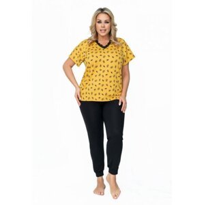 Donna Queen Dámské pyžamo Size Plus 3XL žluto-černá