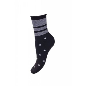 Milena 071 polofroté vzor Dámské ponožky 38-41 černá-ecru