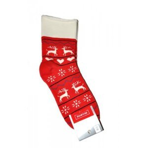 Milena 0118 X-MAS Frota Zimní netlakové dámské ponožky 37-41 ecru-červená