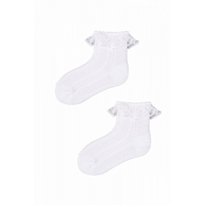 YO! SKL-0009G ažurové 0-9 měsicí Dětské ponožky 3-6 miesięcy bílá