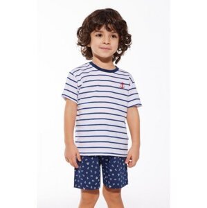 Cornette Kids Boy 801/111 Marine 98-128 Chlapecké pyžamo 98-104 Bílo-tmavě modrá