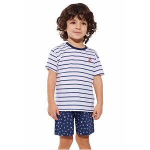 Cornette Kids Boy 801/111 Marine 98-128 Chlapecké pyžamo 86-92 Bílo-tmavě modrá