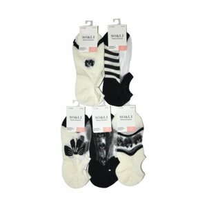 WiK SO&LI 6066 G L606 Dámské kotníkové ponožky 39-42 ecru/black-mix wzór