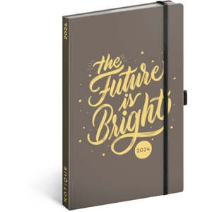 Týdenní diář Future Is Bright 2024, 13 × 21 cm,Vnitřní kapsa