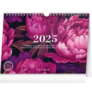 Týdenní plánovací kalendář Pivoňky 2025, 30 × 21 cm