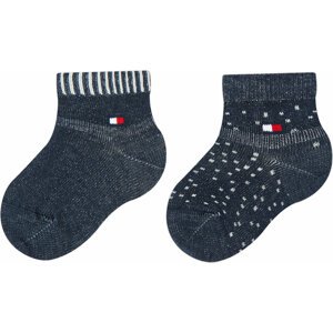 Sada 2 párů dětských vysokých ponožek Tommy Hilfiger 701222673 Navy 001