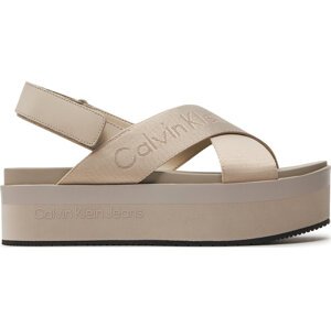 Sandály Calvin Klein Jeans Flatform Sandal Sling In Mr YW0YW01362 Béžová