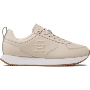 Sneakersy Tommy Hilfiger Casual Leather Runner FW0FW07285 Béžová