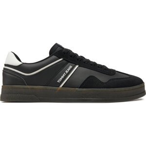 Sneakersy Tommy Jeans Leather Retro Cupsole EM0EM01414 Černá