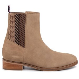 Kotníková obuv s elastickým prvkem Tommy Hilfiger Th Monogram Flat Boot FW0FW04581 Béžová