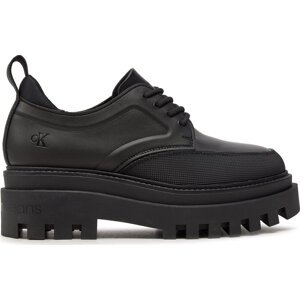 Polobotky Calvin Klein Jeans Flatform Laceup Derby Mg Mtl YW0YW01502 Černá