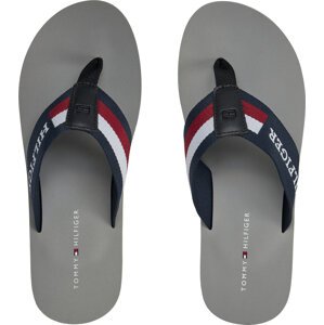 Žabky Tommy Hilfiger Corporate Monotype Beach Sandal FM0FM04913 Stříbrná