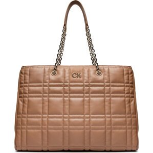 Kabelka Calvin Klein Re-Lock Quilt Tote W/Lp Cmpt K60K609880 Hnědá