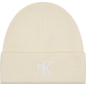 Čepice Calvin Klein Jeans Monogram Embro Beanie K60K612319 Écru