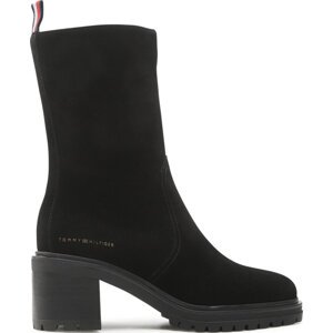 Polokozačky Tommy Hilfiger Outdoor Mid Heel Boot FW0FW06620 Černá