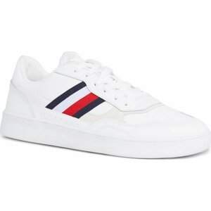 Sneakersy Tommy Hilfiger Court Cupsole Retro Lth Stripes FM0FM04828 White YBS