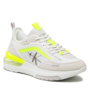 Sneakersy Calvin Klein Jeans Comfair Runner Su-Mesh Mono W YW0YW00887 White/Ghost Grey/Safety Yellow 02U