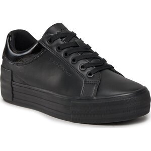 Sneakersy Calvin Klein Jeans Bold Vulc Flatf Low Laceup Lth W YW0YW01105 Triple Black 0GT